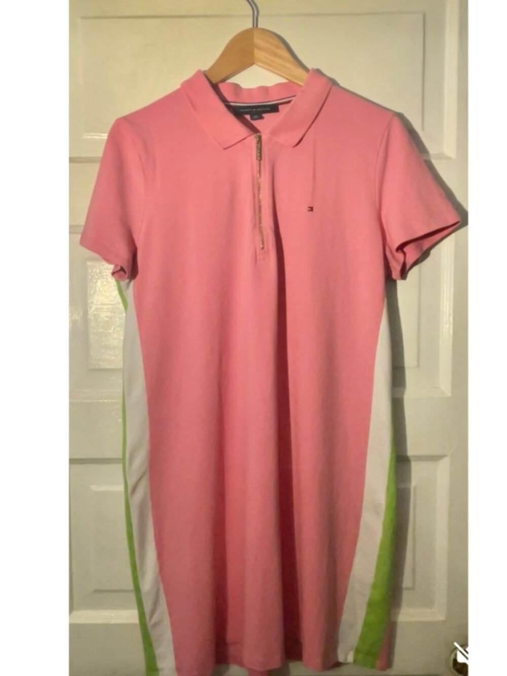 Tommy Hilfiger Sport Dress Pink Colorblock Zip Front Size Large